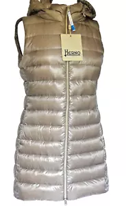 Gilet lungo bronzo isolante Herno Iconico Med con cappuccio slim fit funziona piccolo 42/6 - Foto 1 di 21