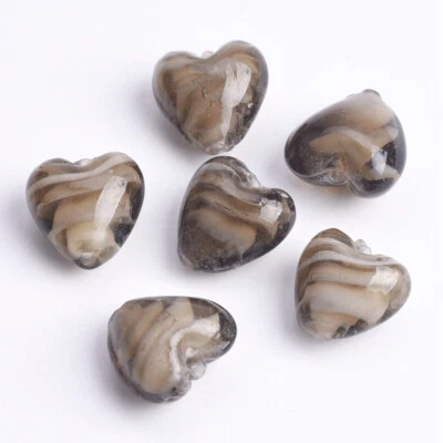 Cuentas sueltas de vidrio de murano hechas a mano en forma de corazón de 16 mm 10 piezas para hacer joyas Foto 1 de 3