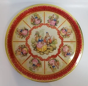 Placa de bandeja vintage de metal rojo y dorado para jóvenes amantes hecha en Inglaterra  - Imagen 1 de 9