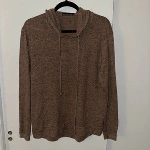 Harlowe & Graham Women’s Knit Hooded Sweater Brown Black Heathered Large Gently - Picture 1 of 11