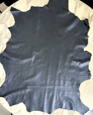 bundle of 5 large metallic gunmetal grey lambskin leather hides - 40+ sq ft - Image 1 of 4