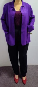 VTG 90's Nordstrom Essential Elements Women Purple Rayon 3 Button Blazer : XL - Picture 1 of 20