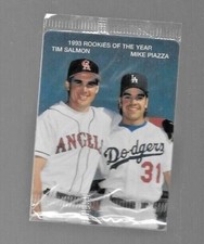 1994 Mothers Cookies Baseball Card  TIM SALMON MIKE PIAZZA Rookies of the year