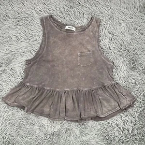 Mod Damen hochgeschlossen ärmellos Rüschen Schößchen Top Größe Medium Tasche Tank Bluse - Bild 1 von 10