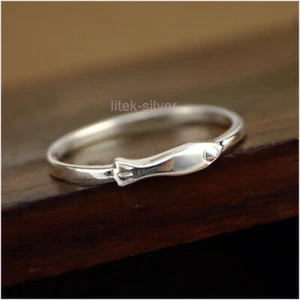 Anillo delgado de plata esterlina 925 encantador pez banda delgada A3050 - Imagen 1 de 4