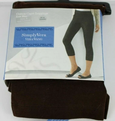 SIMPLY VERA VERA WANG ALGODÓN CAPRI LEGGINGS TIRO BAJO TALLA PEQUEÑO MARRÓN NUEVO   Foto 1 de 4