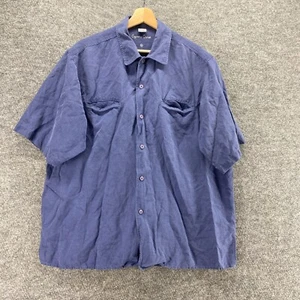 Cypress Shirt Men XL Blue Button Up Collared Short Sleeve Linen Regular Fit - Picture 1 of 8
