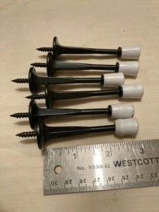BLACK FINISH - NO RUST 3" BASEBOARD DOOR STOPS - LOT OF 6 - FREE SHIP - Picture 1 of 5