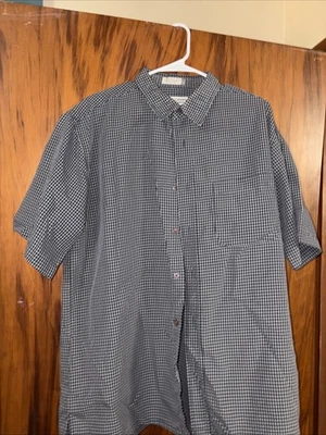 Eighty Eight Striped Button-Up Short Sleeve Casual Shirt Men Large Plaid Striped - Image 1 of 3