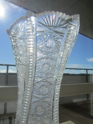große Kristall Vase  Bohemia geschliffen Sternschliff 27cm Böhmen NEUPREIS 600.- - Bild 1 von 4
