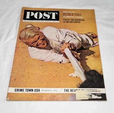 Saturday Evening Post March 9, 1963 Peter O'Toole Lawrence of Arabia Vintage Foto 1 de 4