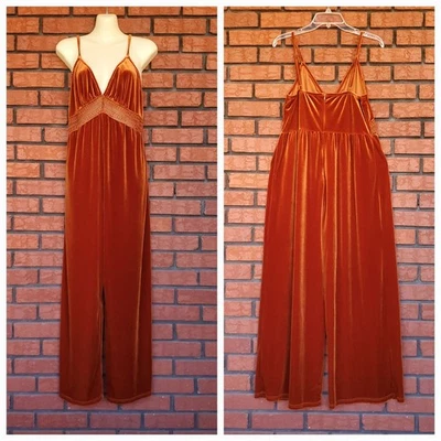 Mono retro sidra XL óxido naranja terciopelo terciopelo sin mangas ganchillo cintura alta Foto 1 de 4