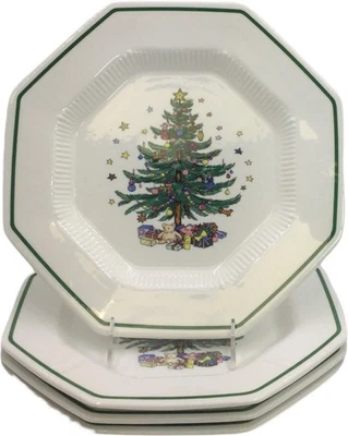 Nikko Platos de Cena de Navidad Octágono Árbol de Navidad - Juego de 4 Foto 1 de 4