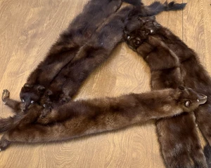 1950'S MINK SCARF FOR SALAVAGE 5 PELTS-DARK BROWN-AS IS - Picture 1 of 4