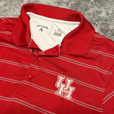 Polo de golf Houston Cougars Antigua para hombre rojo blanco a rayas logotipo UH talla S Foto 1 de 4