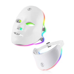 7 Colors LED Facial Mask with Neck Red Light Therapy for Anti-Aging & Skin Care - Picture 1 of 18