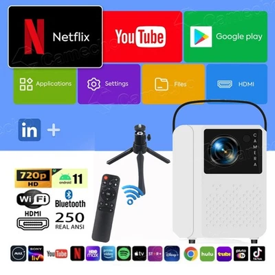 Android 11 2+16GB Projector Cinema 4K Portable Video WiFi Home Theater Bluetooth - Image 1 of 4