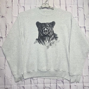 Vintage 90s Fruit Of The Loom BEAR Graphic Crewneck Sweatshirt Made In USA Sz XL - Picture 1 of 11