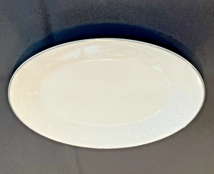 Plato pequeño ovalado Noritake REINA #6450Q adorno de platino de 12" hecho en Japón - Imagen 1 de 6