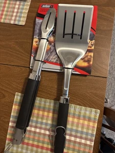 Weber Precision Tongs & Spatula Grilling BBQ Tool Set - Stainless Steel - Picture 1 of 5