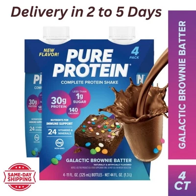 Proteína Pura, Batido de Proteína Batido de Brownie Galáctico, 30 g de Proteína, 11 fl oz, 4 Ct Foto 1 de 3