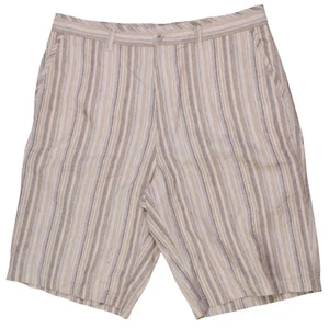 Tommy Bahama Bermuda Shorts 40 Beige Brown Stripes Silk Linen Blend - Picture 1 of 7