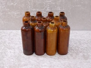 11 x Keramik Steingut Apotheker Flasche - Handmade Vintage - Braun - 13,5 cm - Bild 1 von 4