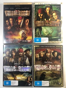 Pirates Of The Caribbean Movies 1 - 4 Bundle Johnny Depp Orlando Bloom M Reg 4 - Picture 1 of 2