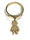 Solid 18K Gold Diamond Dangling Charm Ring Whimsical - 4.3g, Not Scrap