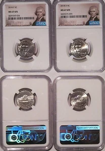 2018 P & D Jefferson Nickel 2 Coin Set 5c NGC MS 67 6FS Full Steps   - Picture 1 of 2