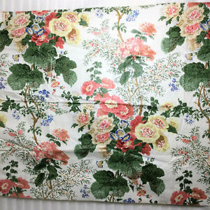Lee Jofa Hollyhock Handblock Chintz Fabric 36" x 47" Vintage Floral No 4