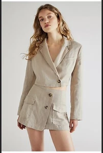Free People shorts and jacket set Linen beige Skort size UK 18 US 14 - Picture 1 of 10