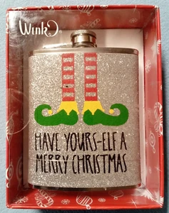 Wink HAVE YOURS-ELF A MERRY CHRISTMAS  HIP FLASK 7 Fl. Oz. - Picture 1 of 3