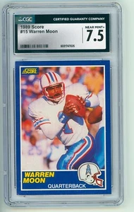1989 Score #15 Warren Moon Houston Oilers HOF QB CGC 7.5 - Picture 1 of 2