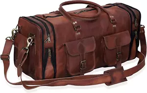 Handmade Vintage Travel Luggage 30 Inch Duffel Gym Sports Bag Weekender Travel O - Picture 1 of 7