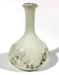 Vintage Milk Glass Barber Bottle Nouveau Victorian Puffy Repousse 8 inch Vase - Picture 1 of 8