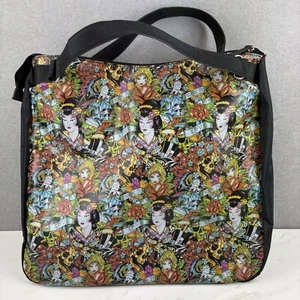 Ed Hardy With Geisha Skull Design Large Tote Overnight Bag Weekender - Picture 1 of 12