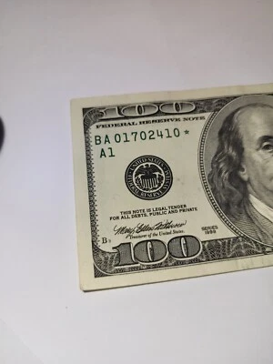 ☆Lightly Circulated Star $100 BILL RARE NOTE Hundred w/print through ink errors - Image 1 of 4