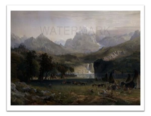 Albert Bierstadt THE ROCKY MOUNTAINS 1867 Painting 17x22" Premium Art Print - Picture 1 of 3
