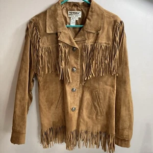 100% Leather Jacket Brown Fringe Women’s L Back in the saddle - Picture 1 of 12