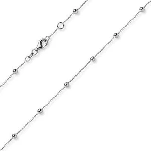 3mm Granos De Cadena Ancla Pulsera Tobillo Adorno Pie 585 Oro Blanco 22-25cm - Imagen 1 de 2