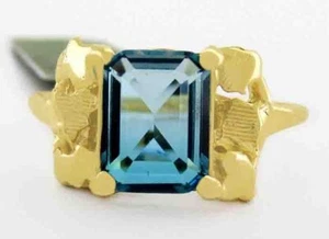 GENUINE 2.35 Cts BLUE ZIRCON RING 10K GOLD - Free Certificate Appraisal - NWT - Picture 1 of 7