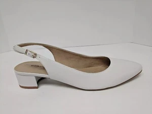 Walking Cradles Hazel Slingback Leather Heels Pointed Toe White Size 10 - Picture 1 of 5