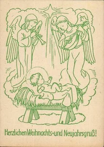 (67598) Weihnachten 1950 - Engel an der Krippe Christi - Bild 1 von 2
