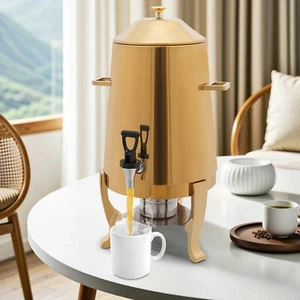 Beverage Dispenser for Coffee Tea Hot Water with Stand & Fuel Holder Gold New US - Picture 1 of 19