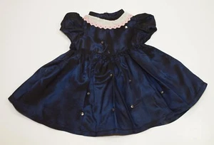 VESTIDO DE TAFETÁN AZUL MARINO De Colección Sin Etiquetar Para Muñeca de Juego Años 50 Shirley Nanette Sue - Imagen 1 de 4