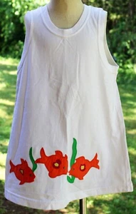 Kelly's Kids Shirt Dress Swim Cover up Tee Tank Applique Goldfish Orange Fish - Picture 1 of 7