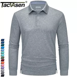 Men's Casual Polo Shirts Long Sleeve Regular Fit Athletic Golf Sport Work Shirts - Picture 1 of 102