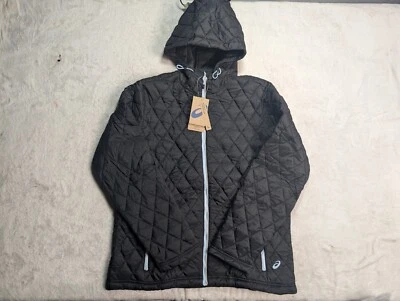 Chaqueta con capucha acolchada aislada de rendimiento grande negra ASICS para mujer Foto 1 de 4