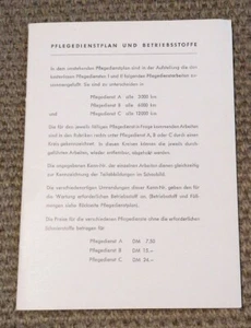 BMW 60er Jahre Pflegedienstplan und Betriebsstoffe - Bild 1 von 3